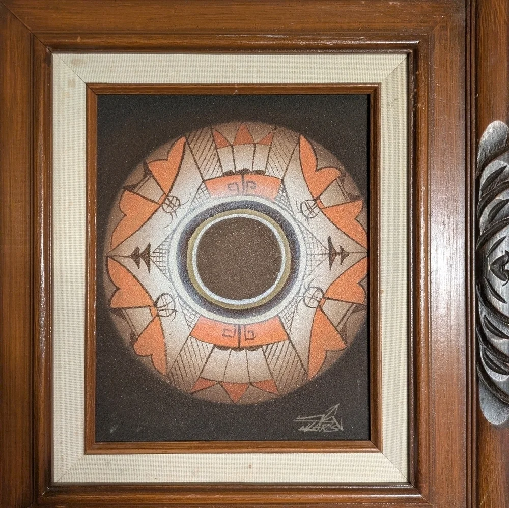Elegant Brown and Black Wall Art Frame 17x15 Made In Mexico